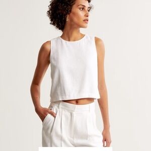Abercrombie Cropped Shell Tank - White Linen Blend - XL